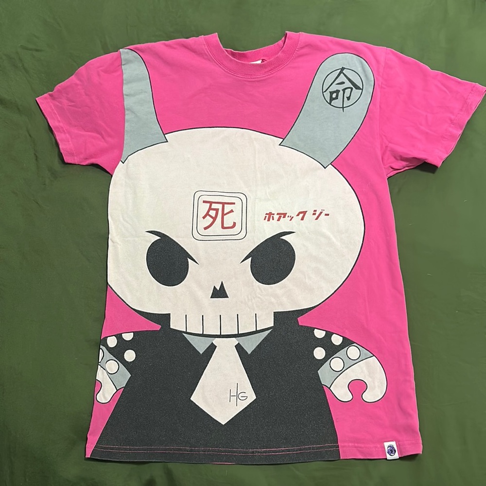 Kid Robot x Huck Gee Pink Skull Head Dunny Shirt